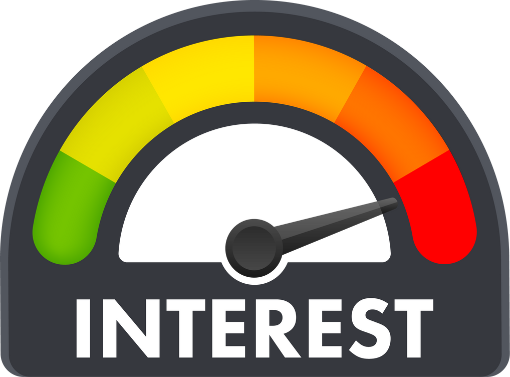 Interest rate measurement scale. Vector stock illustration.